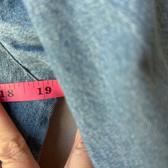 Victorian Era Jean Dress Denim Embroidered Floral Butterfly - Picture 6 of 7